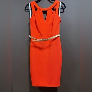 Bisou Bisou new NWOT size 4 Orange Dress with Belt